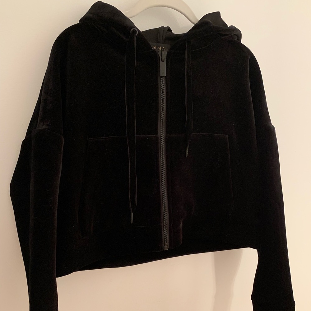 Alala Velvet Cropped Hoodie